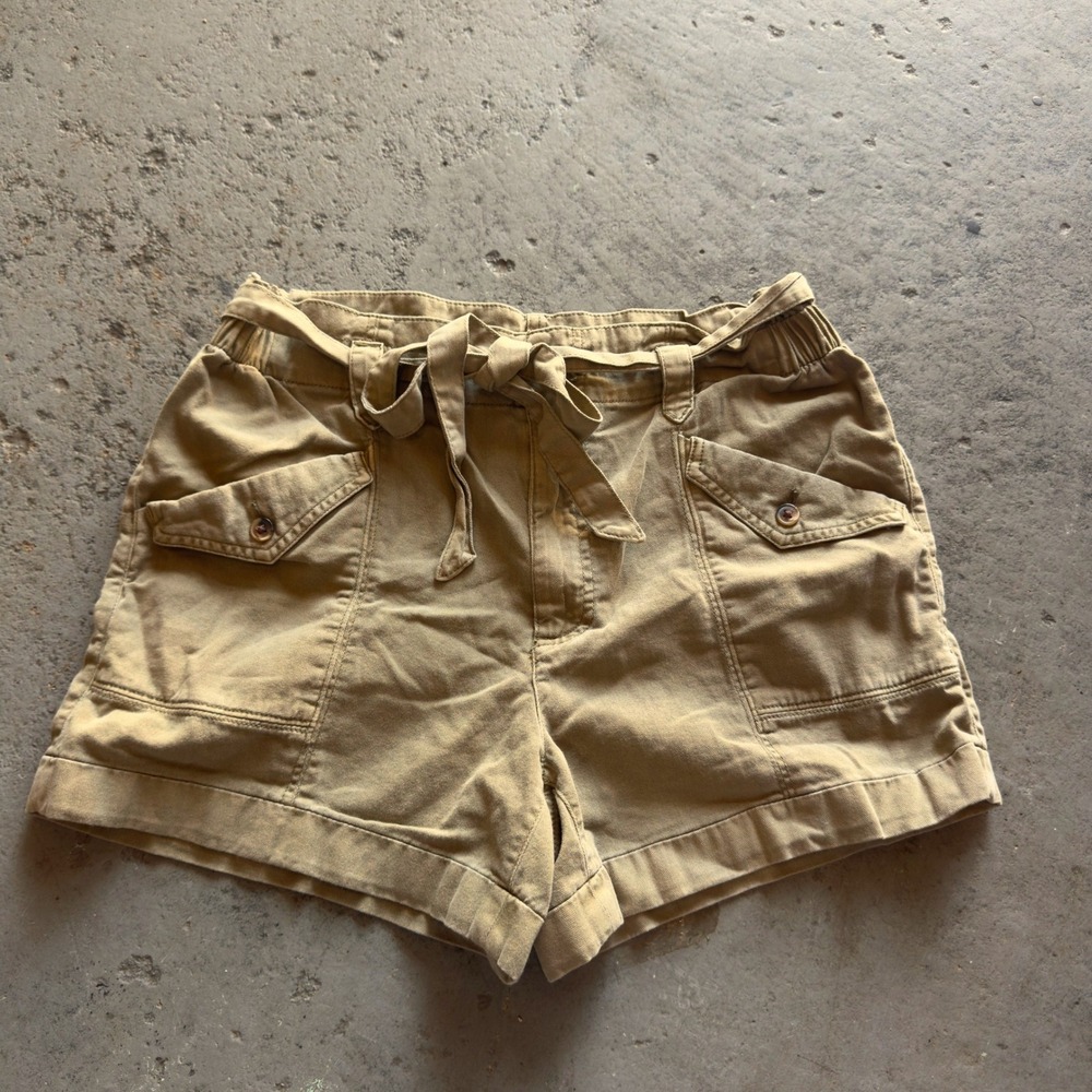 Old Navy Green Utility Paperbag Shorts Womens Medium Tie Waist Cargo Safari